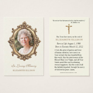 Carte de prière mémorielle catholique de photo de