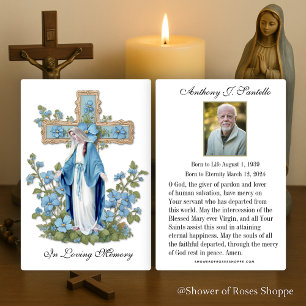 Carte de prière mémorielle funéraire catholique