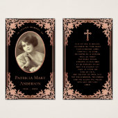 Carte de prière mémorielle funéraire élégante Blac (Devant & derrière)