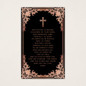 Carte de prière mémorielle funéraire élégante Blac (Dos)