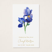 Carte de prière mémorielle funéraire Iris simple (Devant)