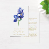 Carte de prière mémorielle funéraire Iris simple (Bureau)