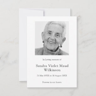 Carte de prière mémorielle minimaliste photo moder