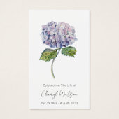 Carte de prière mémorielle simple hydrangea pour f (Devant)