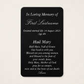 Carte de prière moderne bienheureuse Mère en mémoi (Dos)