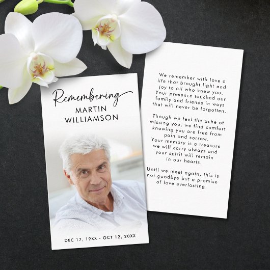 Carte de prière moderne en souvenir de Nom Photo d