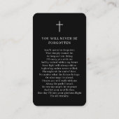 Carte de prière noire simple minimaliste (Dos)