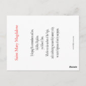 Carte de prière Noli Me Tangere (Dos)