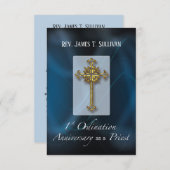 Carte de prière Nom 1ère Ordination Anniversaire B (Devant / Derrière)
