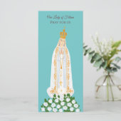 Carte de prière Notre-Dame de Fatima et roses blan (Debout devant)
