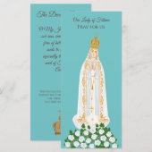 Carte de prière Notre-Dame de Fatima et roses blan (Devant / Derrière)
