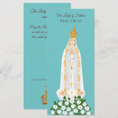 Carte de prière Notre-Dame de Fatima et roses blan (Devant / Derrière)