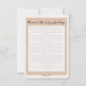 Carte de prière Notre-Dame de Guadalupe (Dos)