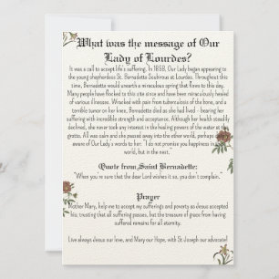 Carte de prière Notre-Dame de Lourdes