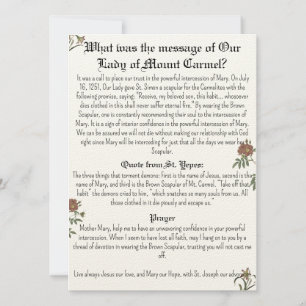 Carte de prière Notre-Dame du Mont Carmel