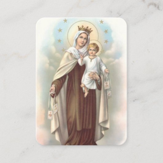 Carte de prière Notre-Dame du Mont Carmel Stars (Devant)