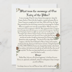 Carte de prière Notre-Dame du Pilier