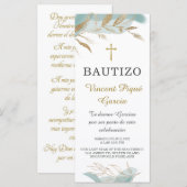 Carte de prière Oraciones Cortas Bautizo Tarjeta (Devant / Derrière)