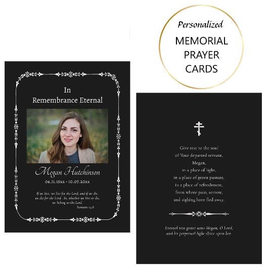 Carte de prière orthodoxe classique en argent noir