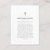 Carte de prière orthodoxe Martyr Juvenaly d'Alaska (Dos)