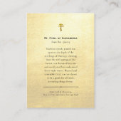 Carte de prière orthodoxe Saint-Cyrille d'Alexandr (Dos)