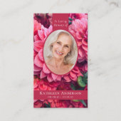 Carte de prière Oval Photo Floral Memorial (Devant)