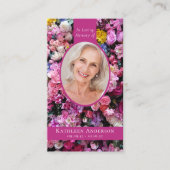 Carte de prière Oval Photo Floral Memorial (Devant)