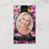 Carte de prière Oval Photo Floral Memorial (Devant)