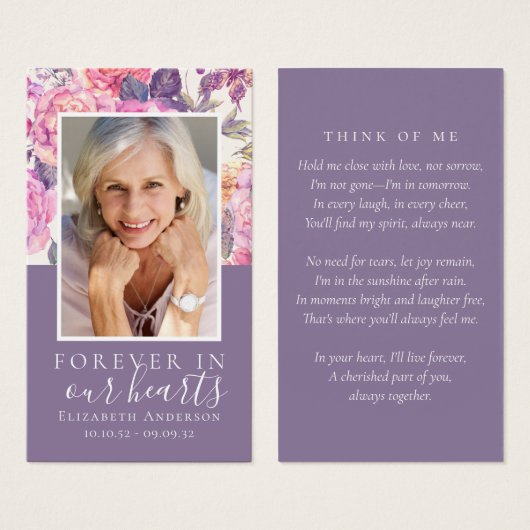 Carte de prière Peony Floral (Devant & derrière)