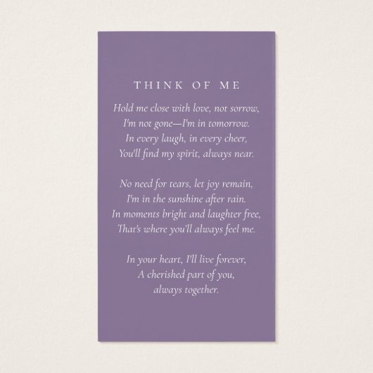 Carte de prière Peony Floral (Dos)