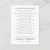 Carte de prière photo commémorative des funéraille (Dos)