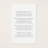 Carte de prière photo commémorative funéraire mini (Dos)