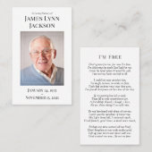 Carte de prière photo commémorative | Je suis libr (Devant / Derrière)