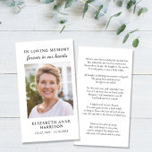 Carte de prière photo commémorative simple