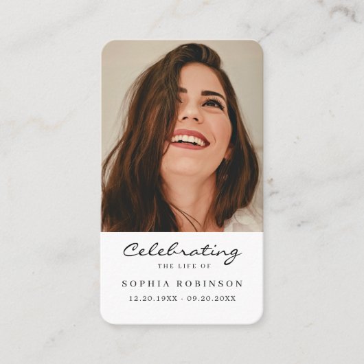 Carte de prière photo commémorative simple (Devant)