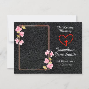 Carte de prière photo commémorative simple et élég