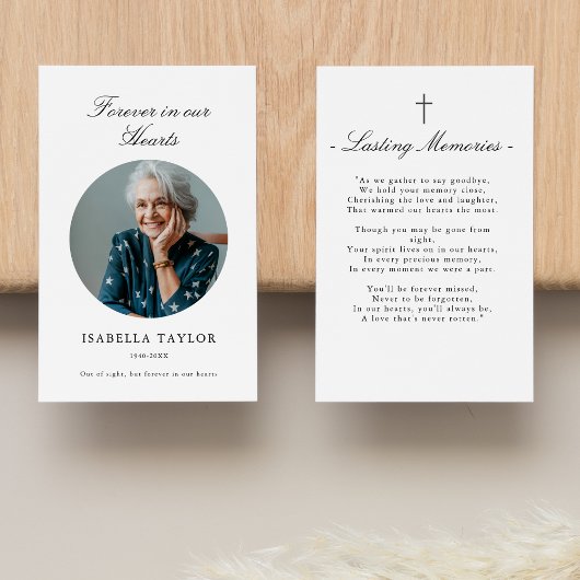 Carte de prière photo Croix catholique commémorati