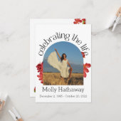 Carte de prière photo de bégonia commémorative pou (Devant/Arrière en situation)