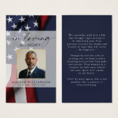 Carte de prière photo du drapeau militaire funérai (Devant & derrière)