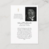 Carte de prière photo du Mémorial catholique (Dos)