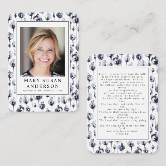 Carte de prière photo du mémorial des funérailles (Devant / Derrière)