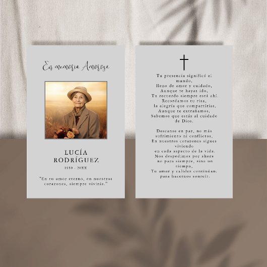 Carte de prière photo du mémorial funéraire espagn