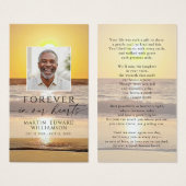 Carte de prière photo mémorial Beach Forever Heart (Devant & derrière)