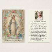 Carte de prière photo Memorial Mary funéraire (Devant & derrière)