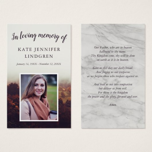 Carte de prière photo Misty Automne (Devant & derrière)