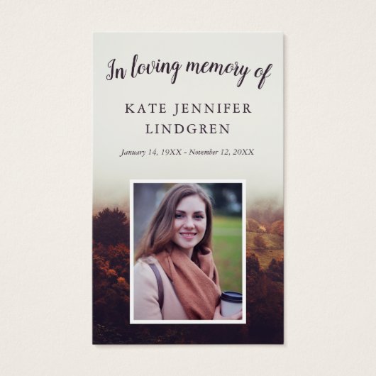 Carte de prière photo Misty Automne (Devant)