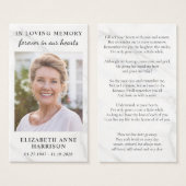 Carte de prière photo pour les funérailles commémo (Devant & derrière)