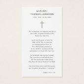 Carte de prière photo Psaume funéraire de Croix re (Dos)