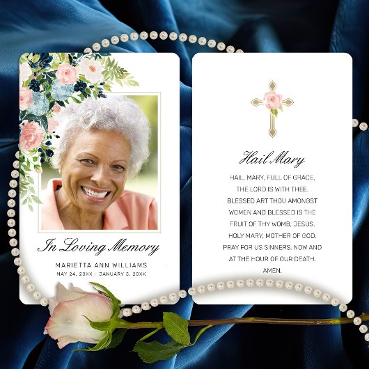 Carte de prière photo Rose bleu rose Sympathy Flor