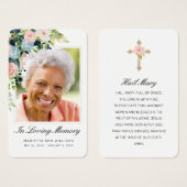 Carte de prière photo Rose bleu rose Sympathy Flor (Devant & derrière)